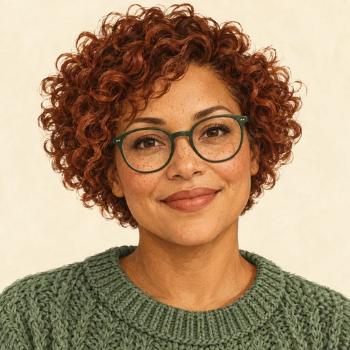 Illustrated portrait of Nora, the MillionPatterns editorial guide
